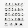 Letter Beads, 30-Piece Set, 6x6 mm, White with Black view 2