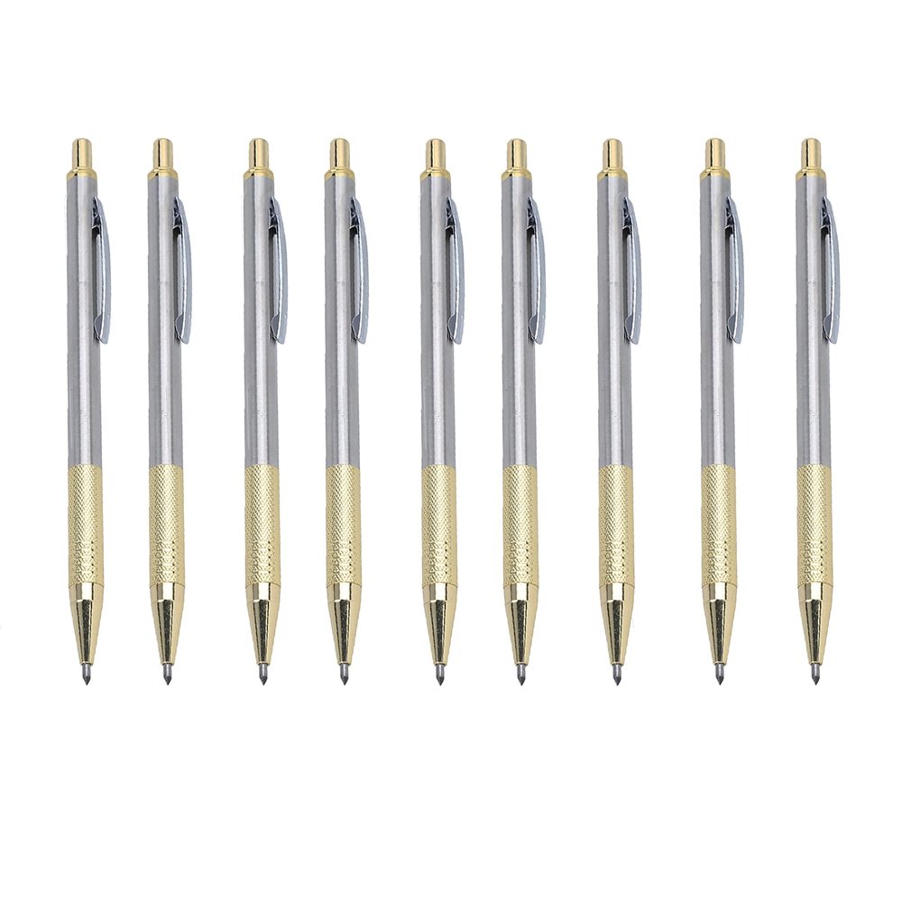 9-Piece Tungsten Carbide-Tip Scriber Set with Clip, Gold-Tone
