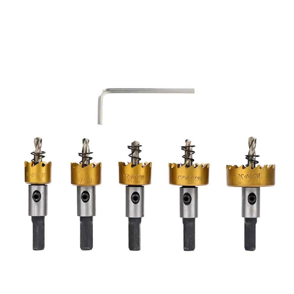 5-Piece HSS Carbide-Tipped Hole Saw Set, 16–30 mm