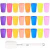 LJHOME 24-Pack Reusable Plastic Cups, 260 ml, 8 Colors, with Cleaning Brush view 1