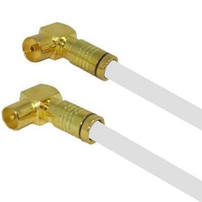 AC-Sat-Corner Megasat 135 dB Antenna Cable, 29 m, White, 4K/8K, Angled Gold Connector and Coupler