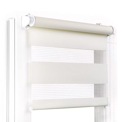 DEKOR Ecru Dual Roller Blind B90 x H150 cm, No-Drill Clamp-Fit
