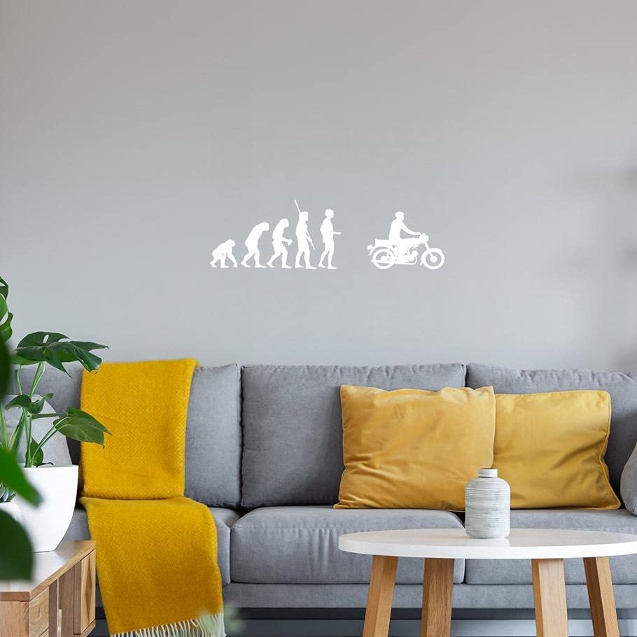 Evolution Simson Moped Wall Decal, White, 70 x 23 cm