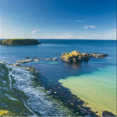 A.Monamour Self-Adhesive Door Wallpaper, 3D Sea Coast Landscape Near County Antrim, Ireland, Vinyl Door Decor, 85 x 215 cm