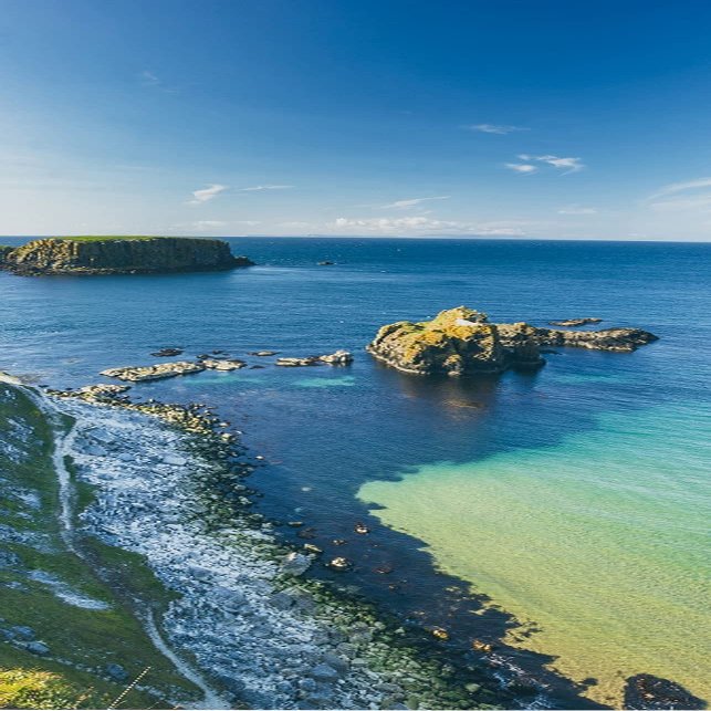 A.Monamour Self-Adhesive Door Wallpaper, 3D Sea Coast Landscape Near County Antrim, Ireland, Vinyl Door Decor, 85 x 215 cm
