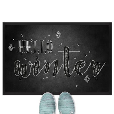 JUNIWORDS Hello Winter Doormat, 120 x 80 cm, with Rubber Border