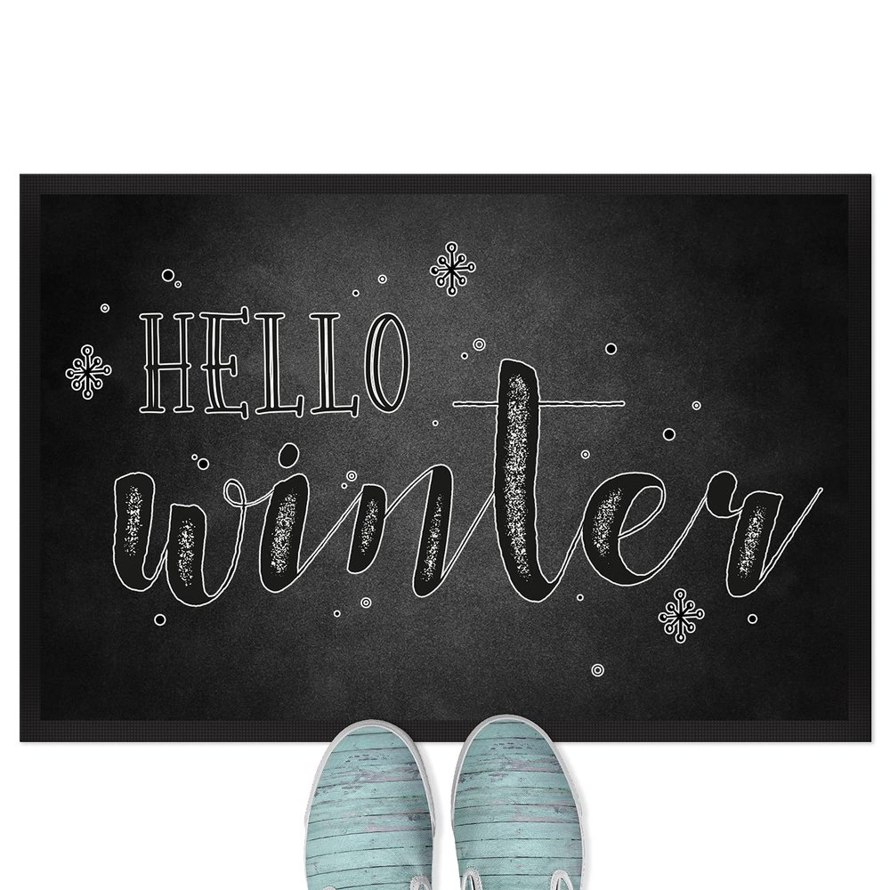 JUNIWORDS Hello Winter Doormat, 120 x 80 cm, with Rubber Border