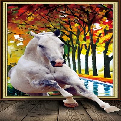 A.Monamour Self-Adhesive Door Wallpaper, 3D White Horse, 77 x 200 cm