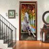 A.Monamour Self-Adhesive Door Wallpaper, 3D White Horse, 77 x 200 cm view 2