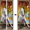 A.Monamour Self-Adhesive Door Wallpaper, 3D White Horse, 77 x 200 cm view 3