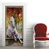A.Monamour Self-Adhesive Door Wallpaper, 3D White Horse, 77 x 200 cm view 4