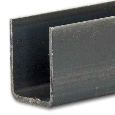 U-Profile, Black Steel, 1,500 mm, 100 × 50 × 6 mm, Rounded Edges