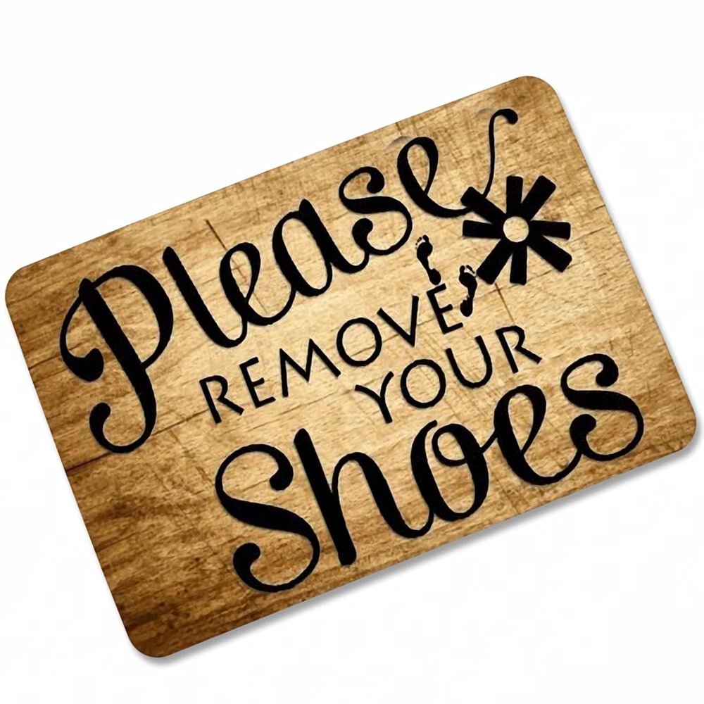 Please Remove Your Shoes Doormat, Wood Board, Indoor/Outdoor Entry Mat, 70 x 120 cm, Brown