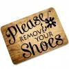 Please Remove Your Shoes Doormat, Wood Board, Indoor/Outdoor Entry Mat, 70 x 120 cm, Brown view 1