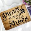 Please Remove Your Shoes Doormat, Wood Board, Indoor/Outdoor Entry Mat, 70 x 120 cm, Brown view 2