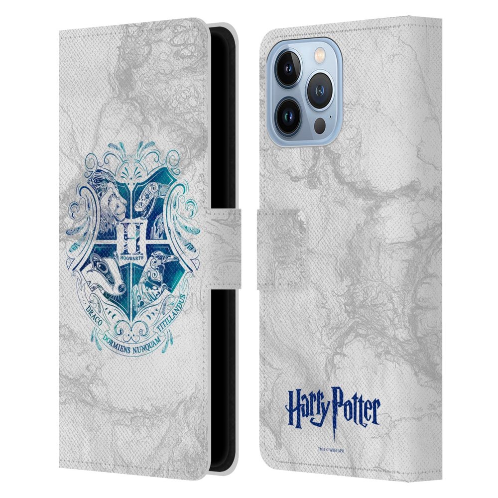 Head Case Designs Official Harry Potter Hogwarts Aguamenti Deathly Hallows IX Leather Wallet Case Compatible with Apple iPhone 13 Pro Max