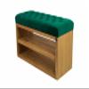 EMRA WOOD M-DEKO LPS-5 Upholstered Chesterfield Shoe Bench with Shelf, Green Velvet, Wooden Frame, Made to Measure, H 50 x D 35 x W 65 cm view 1