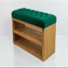 EMRA WOOD M-DEKO LPS-5 Upholstered Chesterfield Shoe Bench with Shelf, Green Velvet, Wooden Frame, Made to Measure, H 50 x D 35 x W 65 cm view 2
