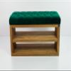 EMRA WOOD M-DEKO LPS-5 Upholstered Chesterfield Shoe Bench with Shelf, Green Velvet, Wooden Frame, Made to Measure, H 50 x D 35 x W 65 cm view 3