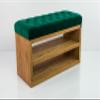 EMRA WOOD M-DEKO LPS-5 Upholstered Chesterfield Shoe Bench with Shelf, Green Velvet, Wooden Frame, Made to Measure, H 50 x D 35 x W 65 cm view 4