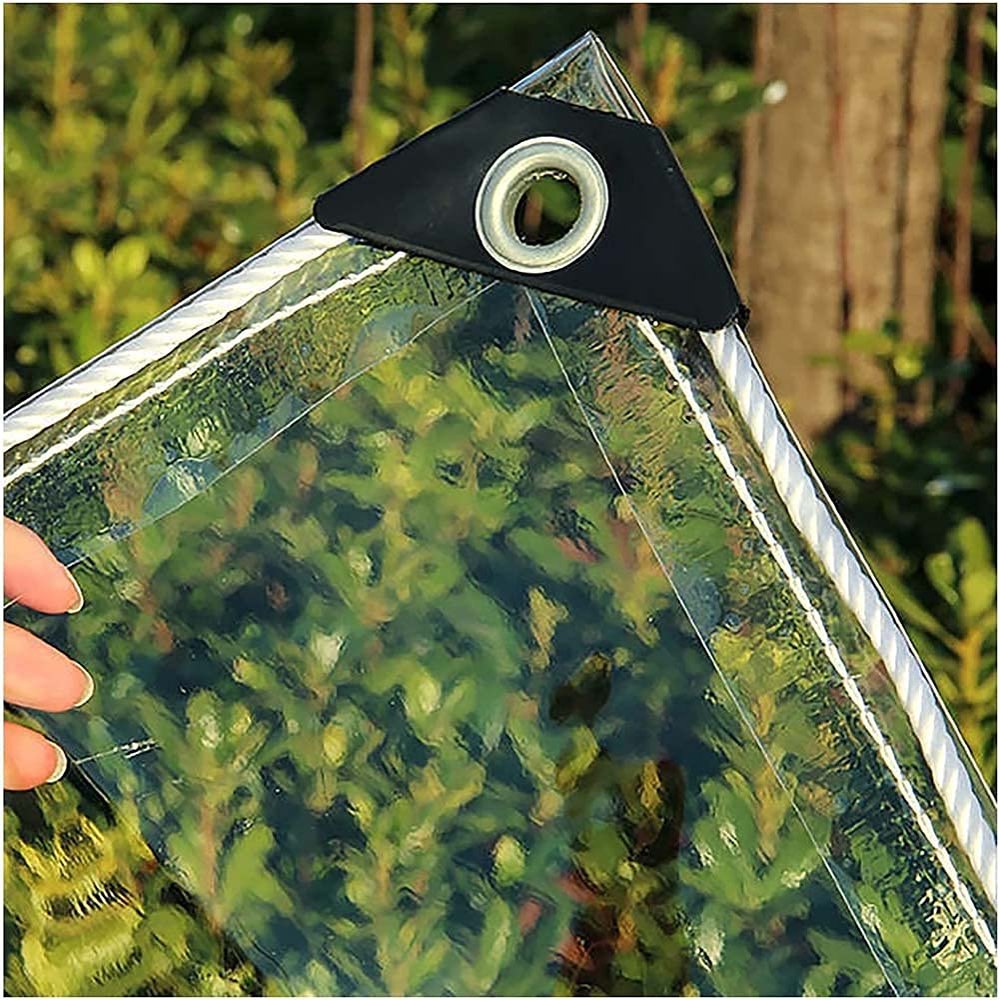 HFMY Transparent PVC Tarp with Grommets, 1.2 m x 5 m