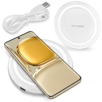 Qi Wireless Charger Compatible with Huawei P50 Pro/Plus, 15W Inductive Fast Charging Station, White