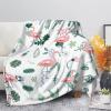 HUGSIDEA Flamingo Blanket, Cartoon Forest Leaf Flower Design, Soft Flannel, Plush, All-Season, 2XL view 2