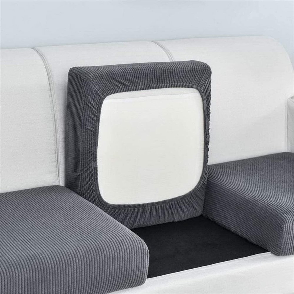 ZGDDPZA Stretch Sofa Seat Cushion Cover, Jacquard Spandex, Non-Slip, Dark Gray, 2 Seats