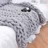 GYHH Chunky Knit Chenille Throw Blanket, Light Gray, 60 x 60 in (150 x 150 cm) view 1