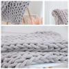 GYHH Chunky Knit Chenille Throw Blanket, Light Gray, 60 x 60 in (150 x 150 cm) view 2