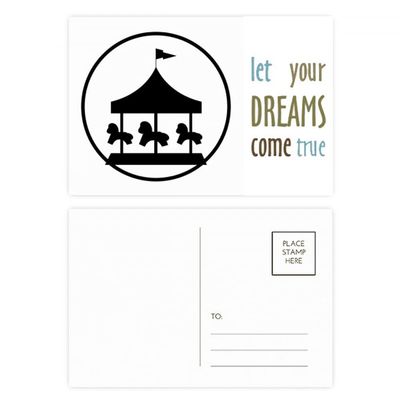 20-Count Postcard Set “Carousel Amusement Park” with Black Outline “Dream Come True”