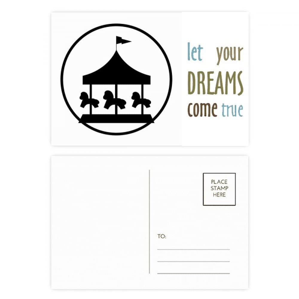20-Count Postcard Set “Carousel Amusement Park” with Black Outline “Dream Come True”