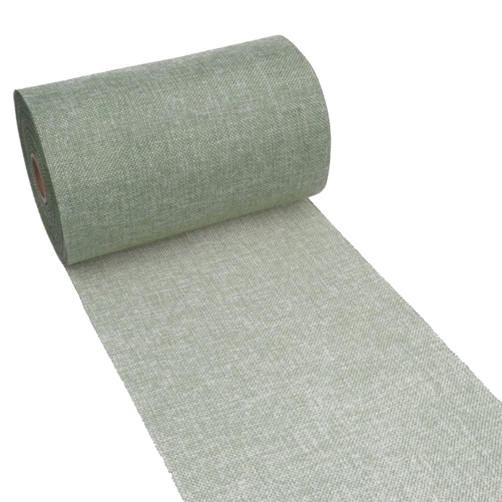 Shabby Chic Linen-Look Table Runner, Reseda Green/Vintage Green, 30 cm x 15 m Roll