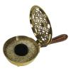 Brass Incense Burner with Wooden Handle, Flower of Life, 6-Piece Set view 3