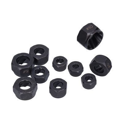 10-Piece Broken Nut Extractor Set, 9–19 mm, Low-Profile Style