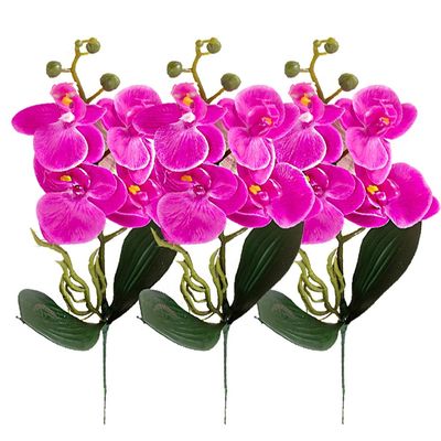 HAOSHICS Artificial Phalaenopsis Orchids, Real Touch, 3-Piece Set