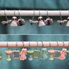 YUESFZ Black Shower Curtain Hooks, Princess Skirt Design, High-Heel Rings with Pink Bow Handbag Decor view 2