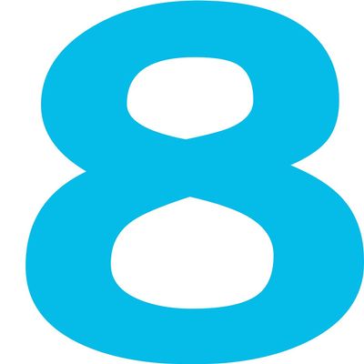 Kleckerliese Number Sticker, 8 cm, Single, Satin-Finish, Light Blue