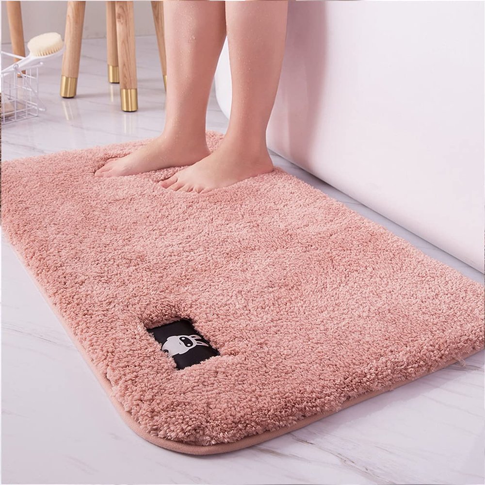 jia cool Bathroom Rug, 31.4 x 47.2 cm, Extra Soft and Absorbent, Machine Washable, Non-Slip, for Bathtub, Shower and Bathroom, Cherry Powder
