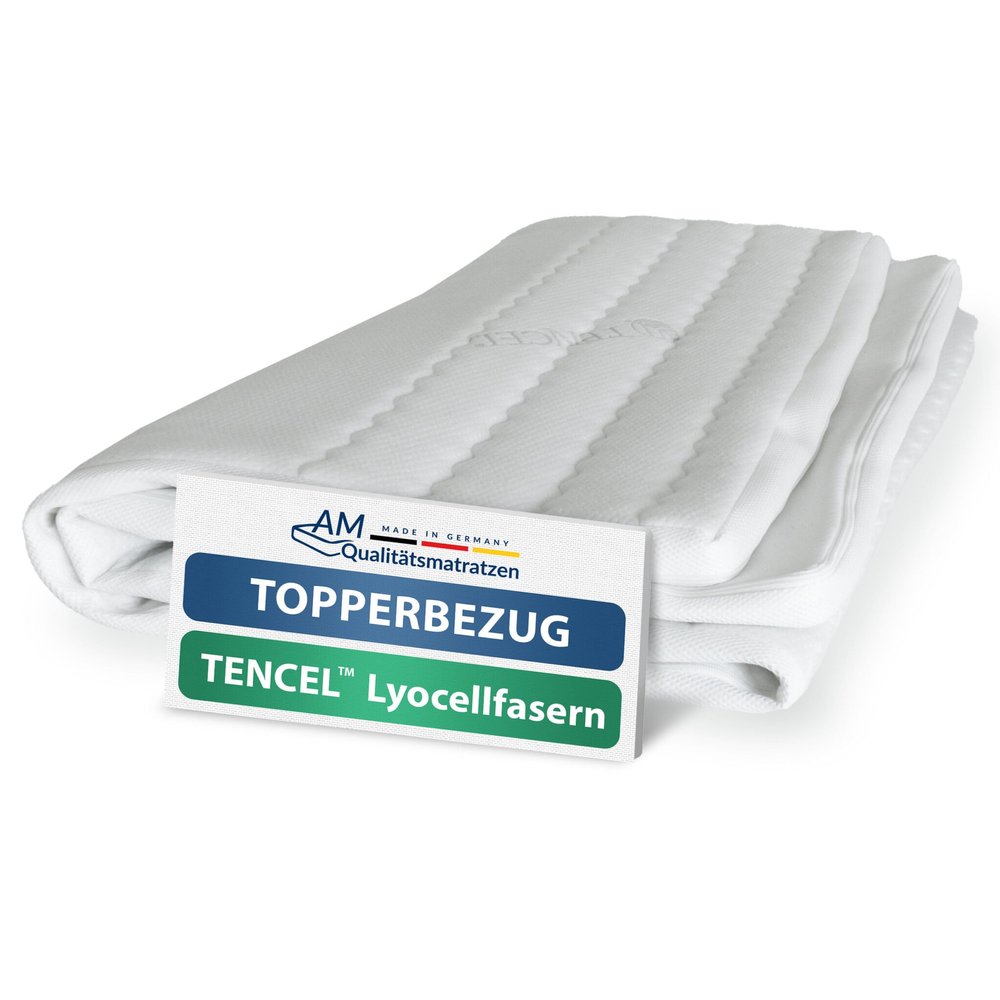 AM Quality Mattresses Lyocell Topper Cover 150x200 cm, 4–6 cm Core Height, Made in Germany, OEKO-TEX, Non-Slip