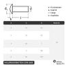 OPIOL QUALITY DIN 660 / ISO 1051 Stainless Steel A2 V2A Half-Round Head Solid Rivets 3 x 8 mm, 100-Pack view 2