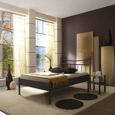 Beauty.Scouts Fina I Metal Bed, Black Matte Textured, 160 x 190 cm
