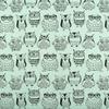 100% Cotton Fabric with Owl Motif, Mint, 140 cm Wide view 1