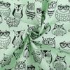 100% Cotton Fabric with Owl Motif, Mint, 140 cm Wide view 3
