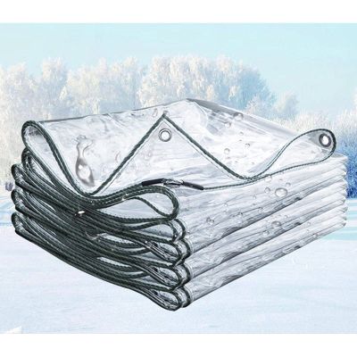 Xrdbfd Heavy-Duty Transparent Waterproof Tarp with Grommets, 1.5 x 3 m, 1 x 1 m / 3.3 x 3.3 ft
