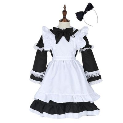 Uteruik Maid Costume Cosplay Dress with Sleeves, Apron and Headband for Women XL (#C)