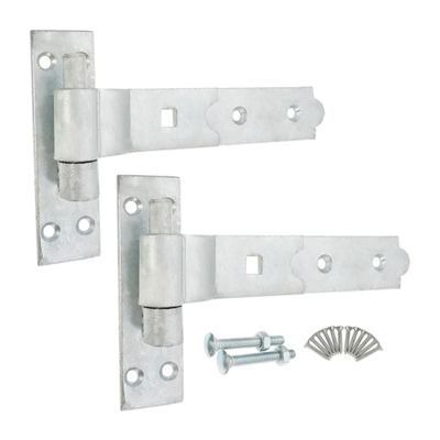 Heavy-Duty Zinc-Plated Cranked T-Hinges for Barns, Sheds, Doors & Gates