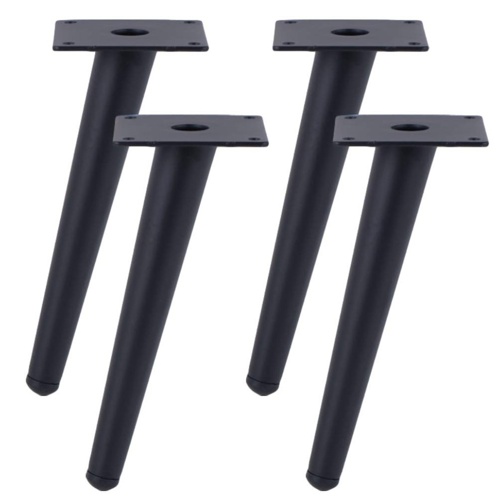 LOVEM Tapered Metal Furniture Legs, Matte Black, 20 cm, Angled, 4-Pack