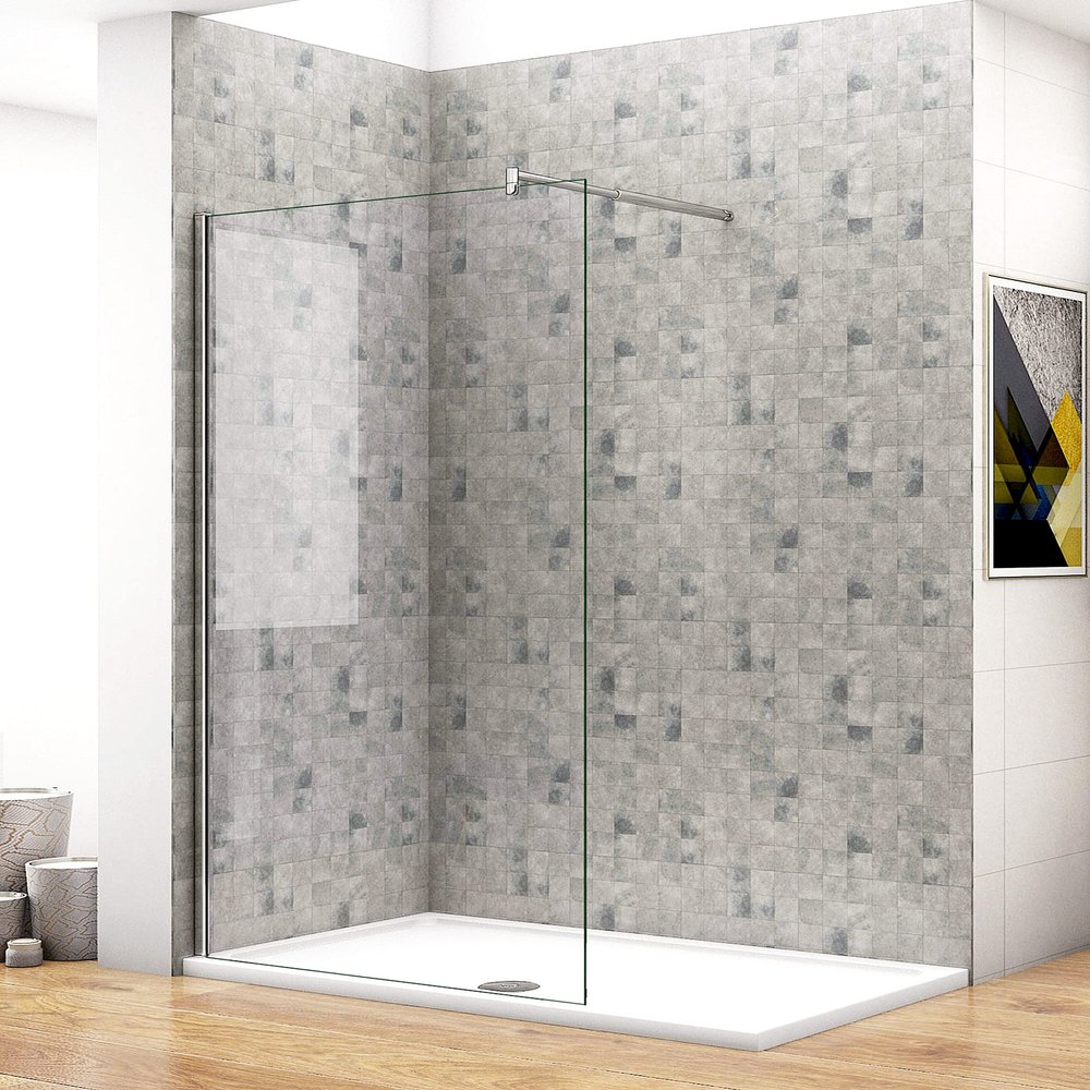 Acezanble 90 x 200 cm Walk-In Shower Enclosure, 8 mm Nano Glass