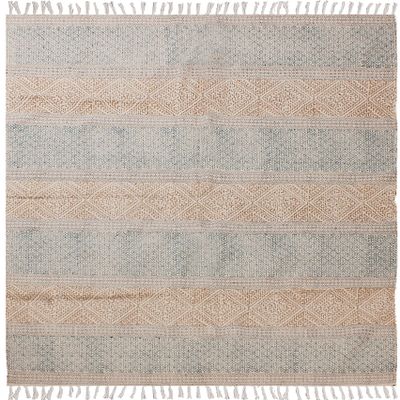 CASAVANI Bohemian Indian Handcrafted Block-Printed Cotton Flatweave Dhurrie Rug, Outdoor/Garden/Yoga Mat, 210 x 300 cm (7 x 10 ft)
